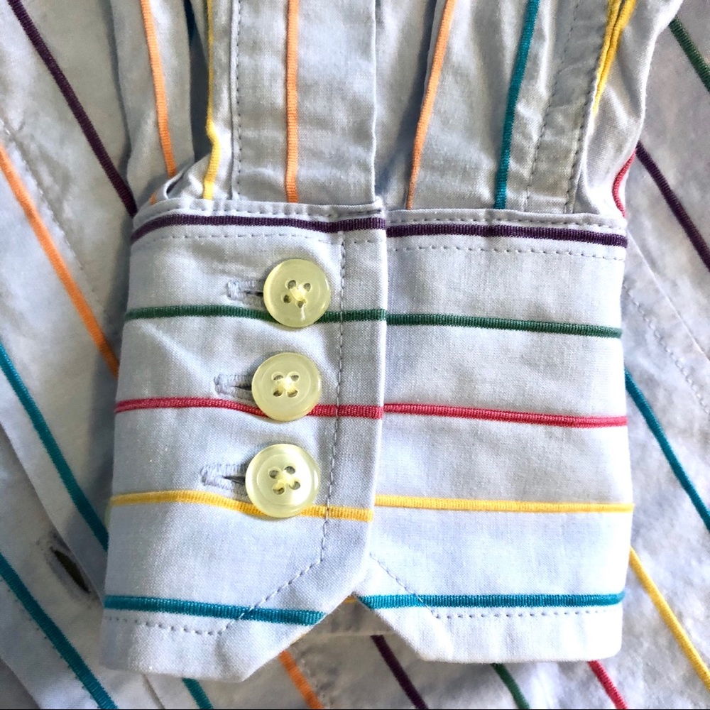 Orvis women’s blue button down 8 work stripe